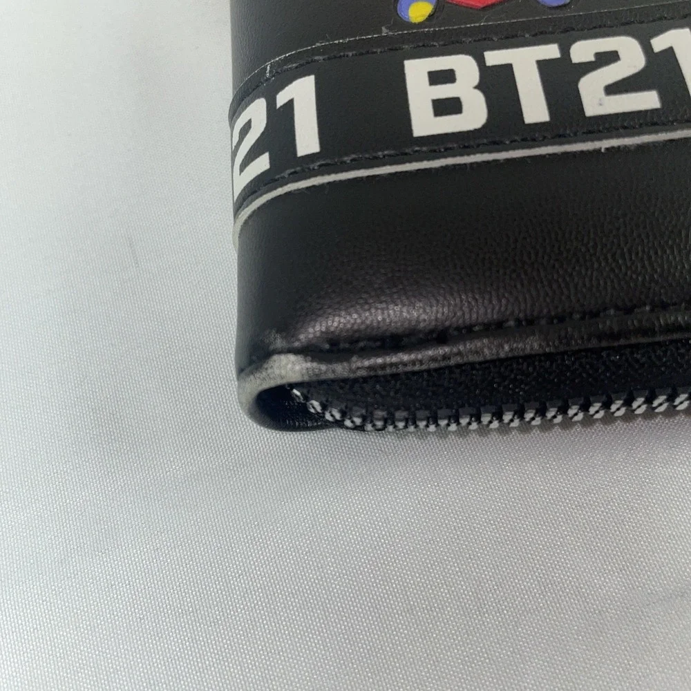 BT21 Line Friends Character Black Zip Around Long Wallet BTS K-Pop Graphic